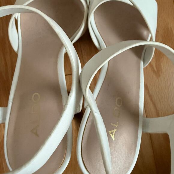 Aldo sz 6 white chunky cottagecore boho platform heels - Picture 7 of 7